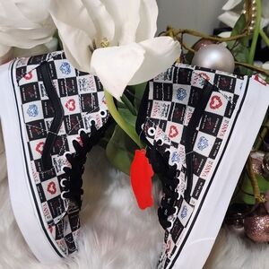 Vans SK8 Hi Tapered Love Letters Black/White  Classic Skate Shoes Women8.5 New